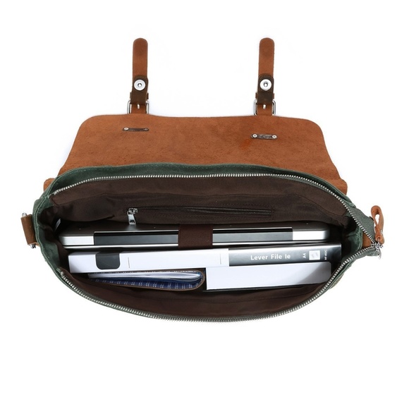 Mens "Kevin" Leather and Canvas Messenger Bag - Picture 6 of 6